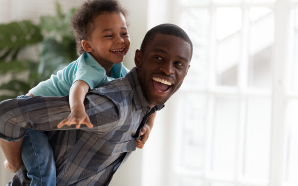 Excited,Kid,Boy,Playing,With,Happy,African,American,Father,At